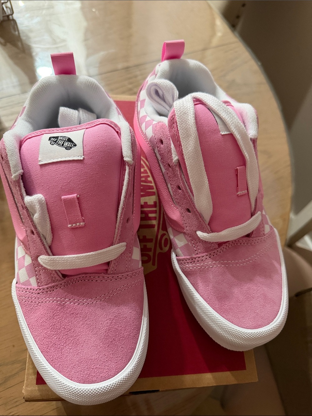 Vans Knu Skool Checkerboard Prism Pink & White Sneakers